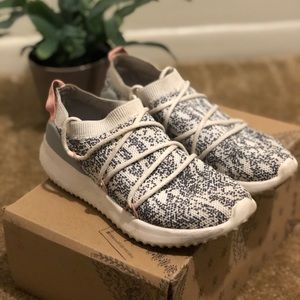 grey and white marbled adidas cloudfoam sneakers